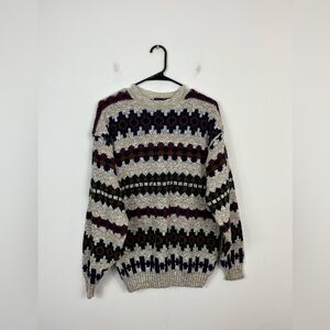 Vintage Patterned Crewneck Pullover Sweater Sz M